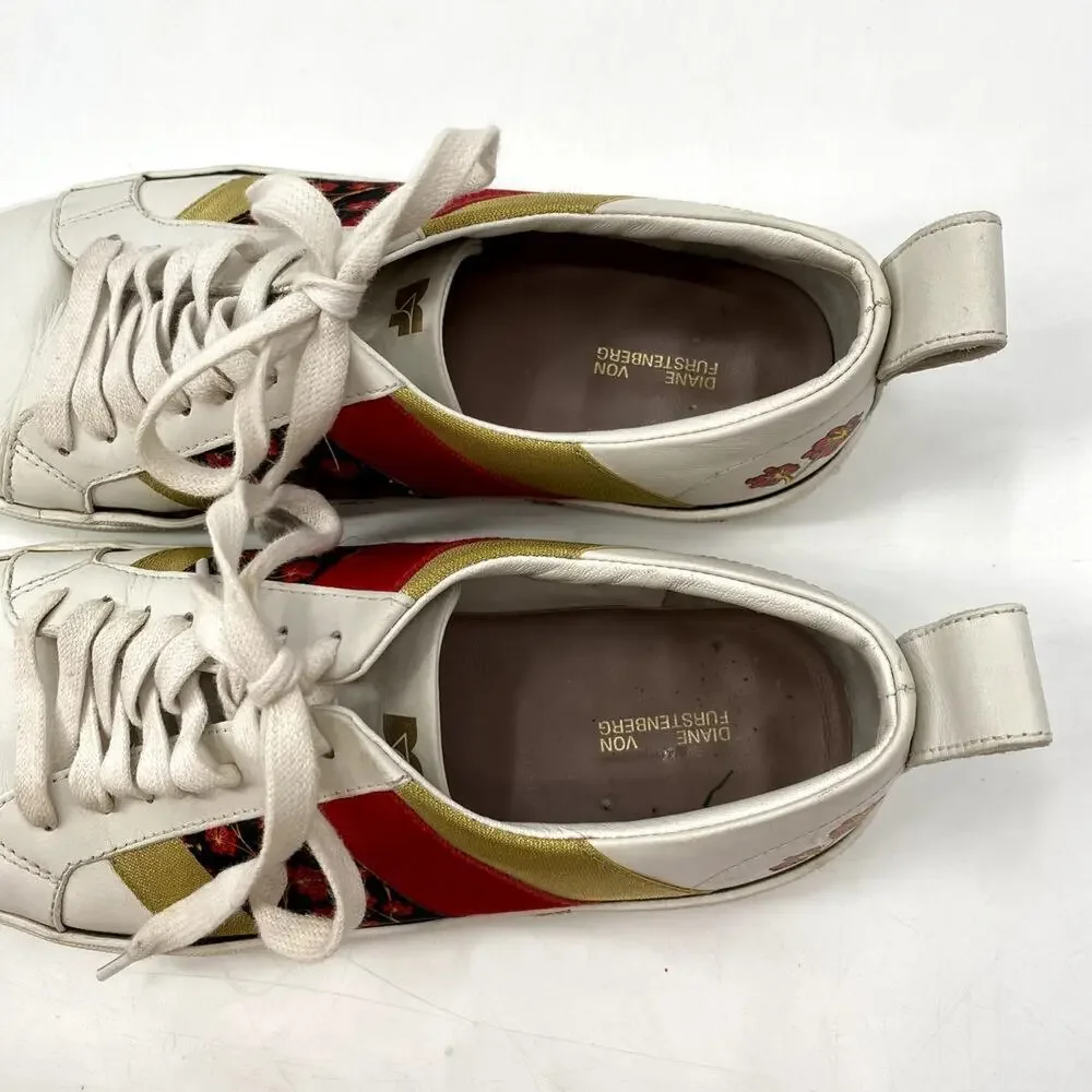 Diane Von Furstenburg White Leather Sneakers